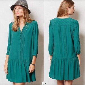 Anthropologie Maeve Galina Drop Waist Tunic Dress in Green Size M
